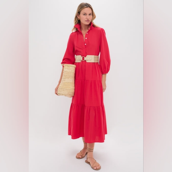 NWT Pomander Place Hibiscus Red Mabel Maxi Dress Size Medium - Picture 1 of 14